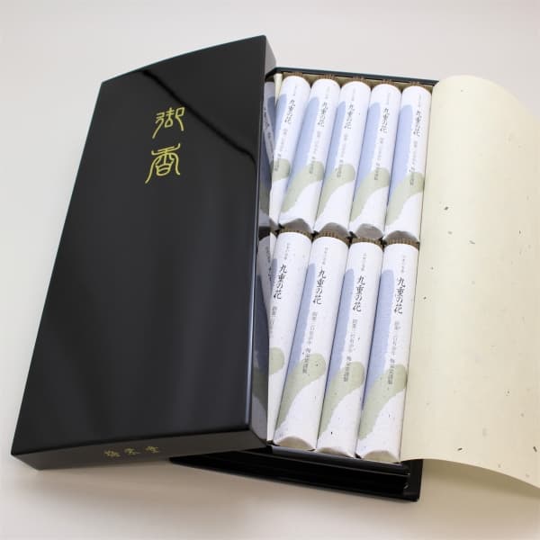 ご進物線香　堺　梅栄堂　九重の花 短寸大把10把入平箱塗箱　新品　送料無料