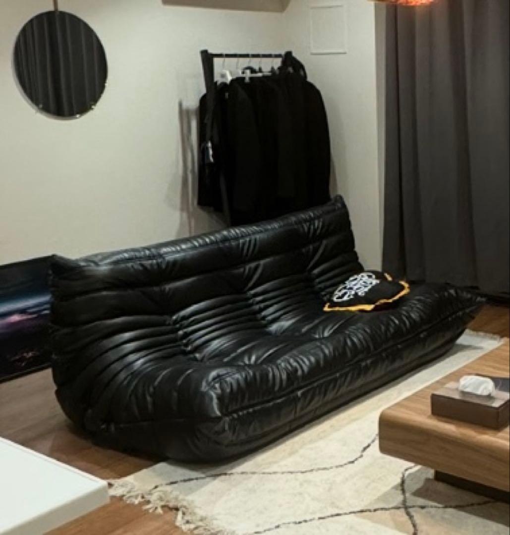 【希少】リーンロゼ トーゴ ligne roset 3P ソファ 黒 レザー 革