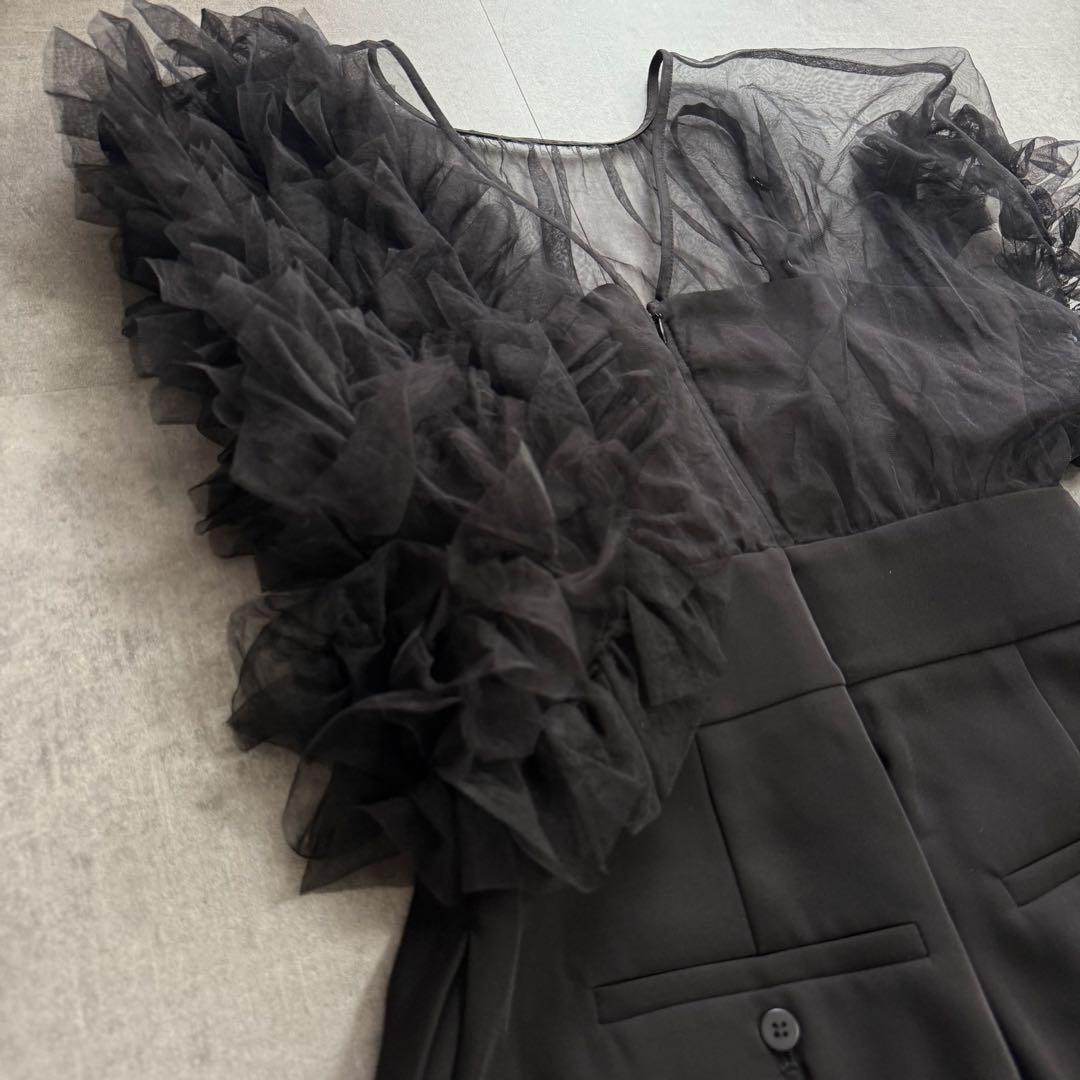 ラグナムーン チュールフリル パンツドレス オールインワン S オケージョン 黒