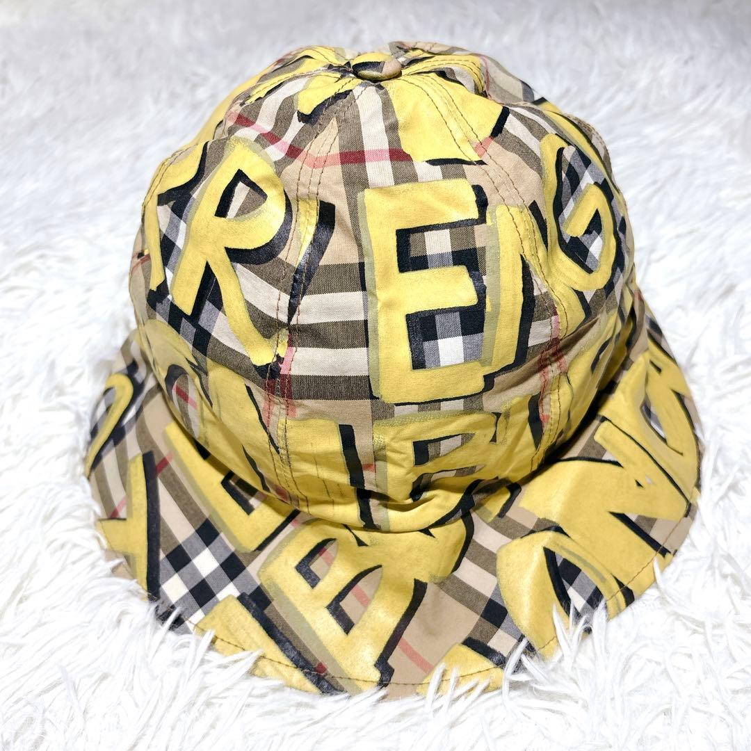 バーバリー バケットハット グラフィティ M/L ノバチェック イエロー