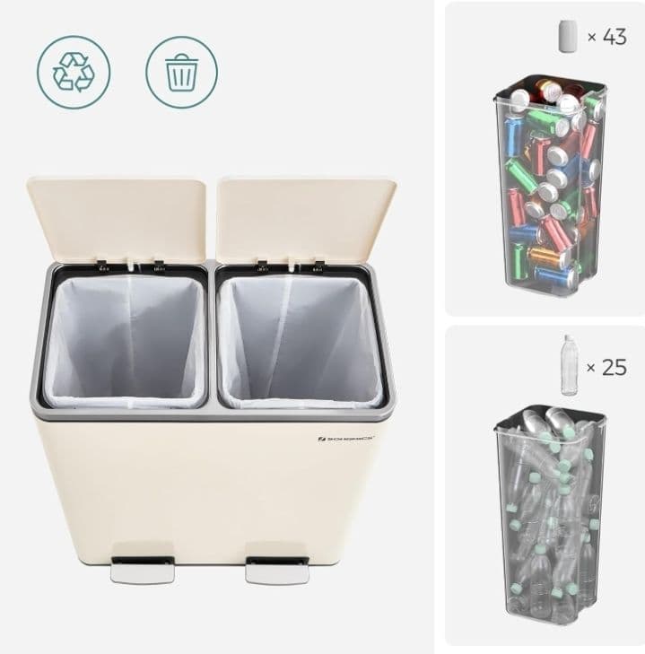 #新品　訳ありゴミ箱 ダストボックス 2分別ペダル式 2x30L ステンレス