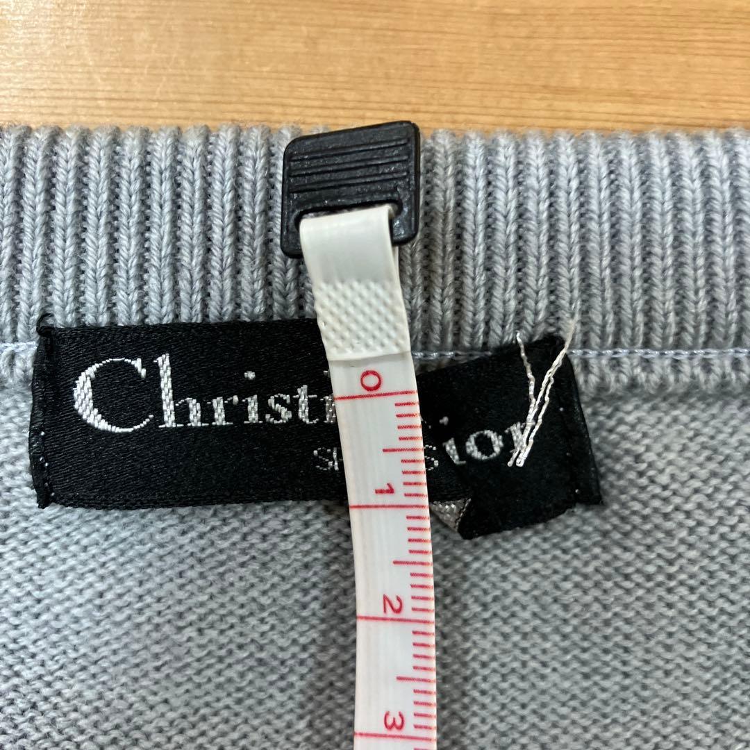 美品　90s Christian Dior ウールニット　ブルーグレー　CDロゴ