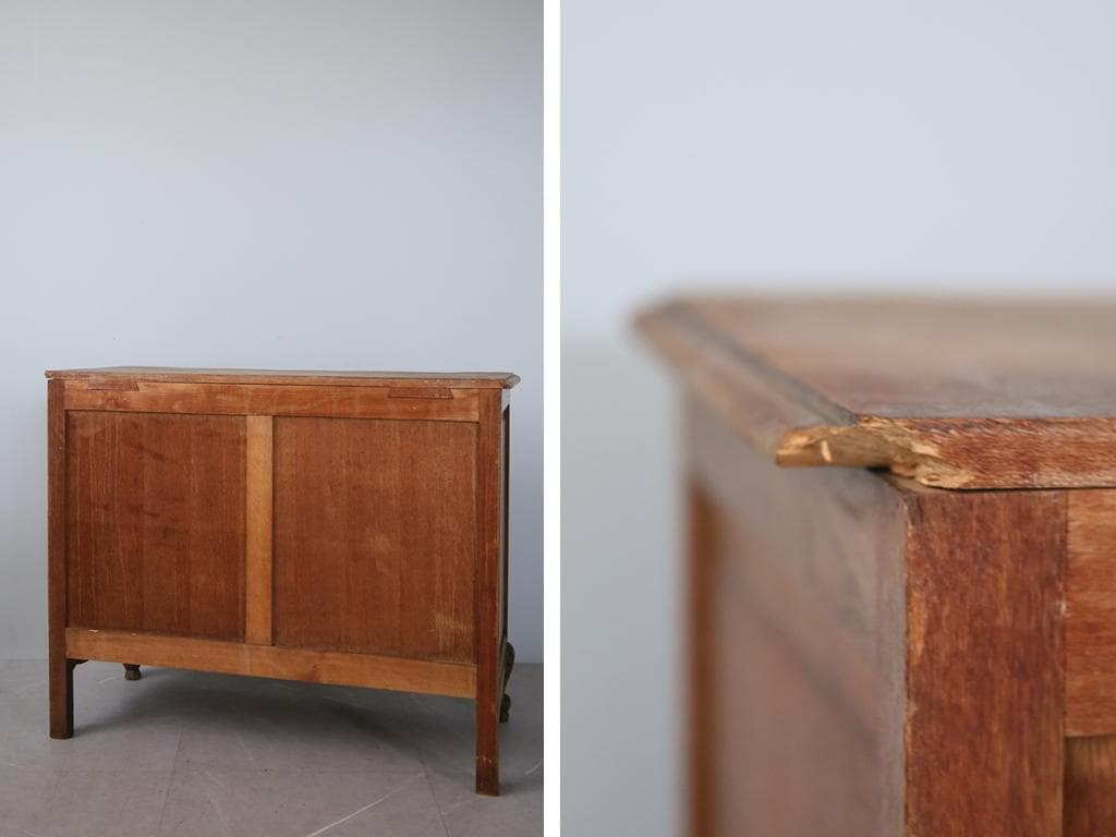 フランスアンティーク猫脚4杯ドロワー/木製チェスト/タンス/飾り棚(90-94)