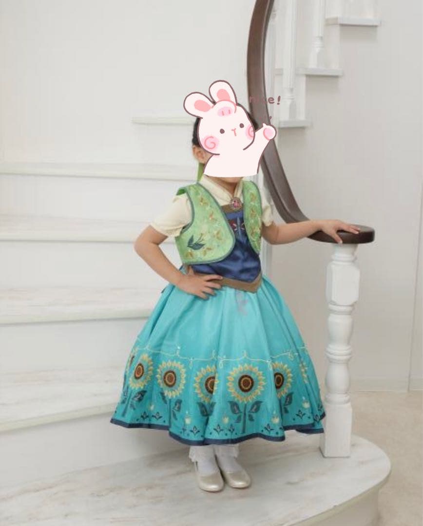 アナ雪　誕生日アナなりきりセット　向日葵ドレス　120サイズ　新品未使用未試着