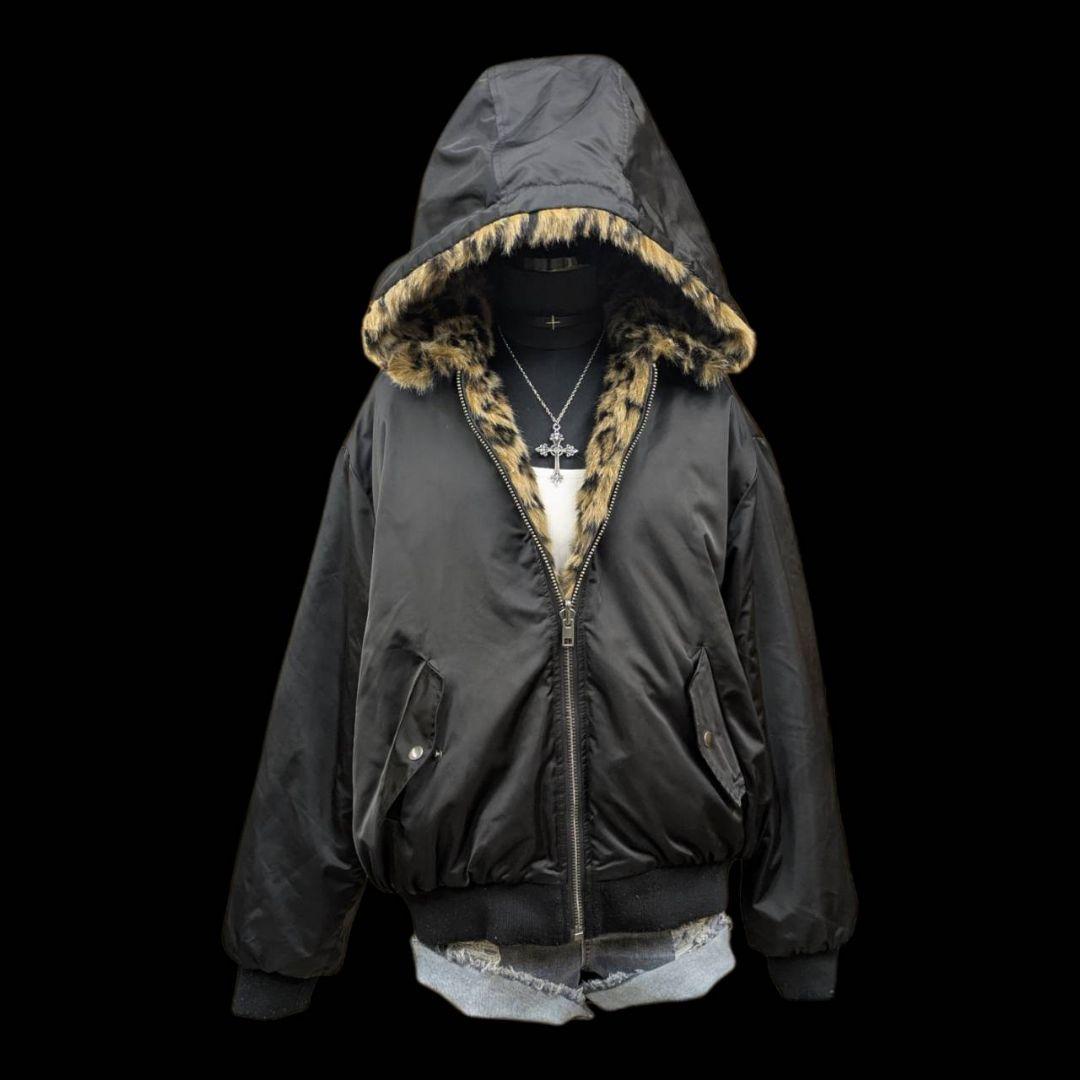 平成ギャル y2k グランジリバーシブル ファーブルゾン レオパード