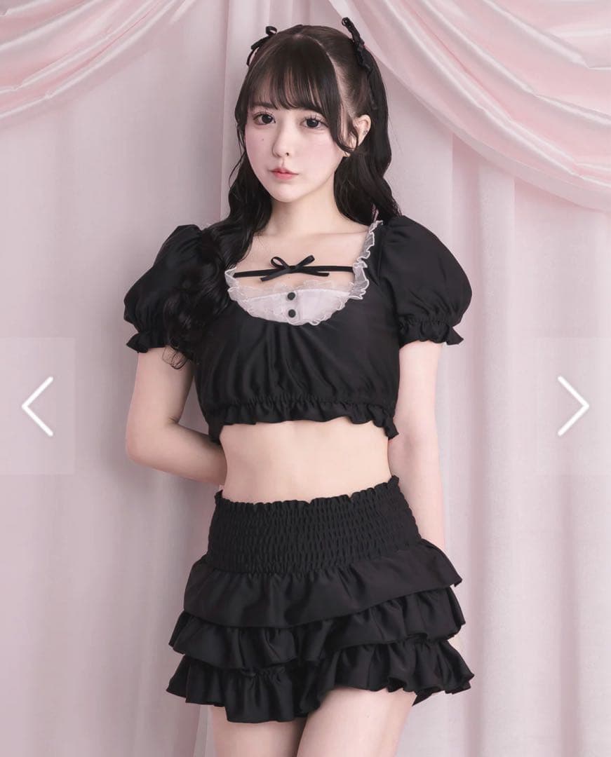 pium ドーリーフリルセパレートスイムウェア ブラック