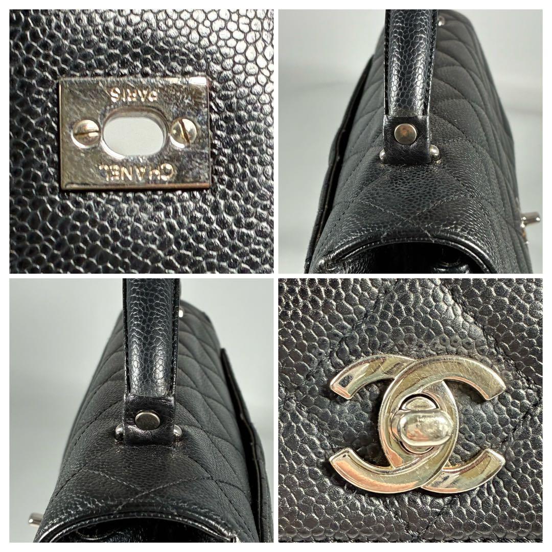 鑑定料無料✨シャネル　CHANEL キャビアスキン　トップハンドル　ターンロック