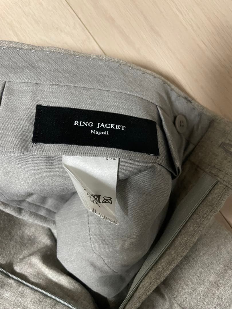 【美品】リングヂャケットナポリ 5ポケットトラウザーズ グレージュ 46