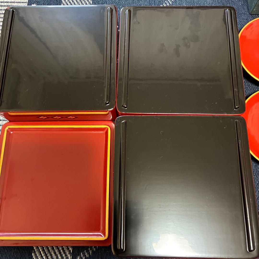 秀衡塗 ☆美品☆3段重箱と皿5枚と盆のセット