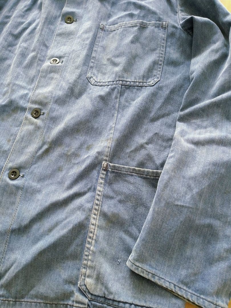 フレンチワークジャケット ヘリンボーン カバーオール ビンテージ ヴィンテージ