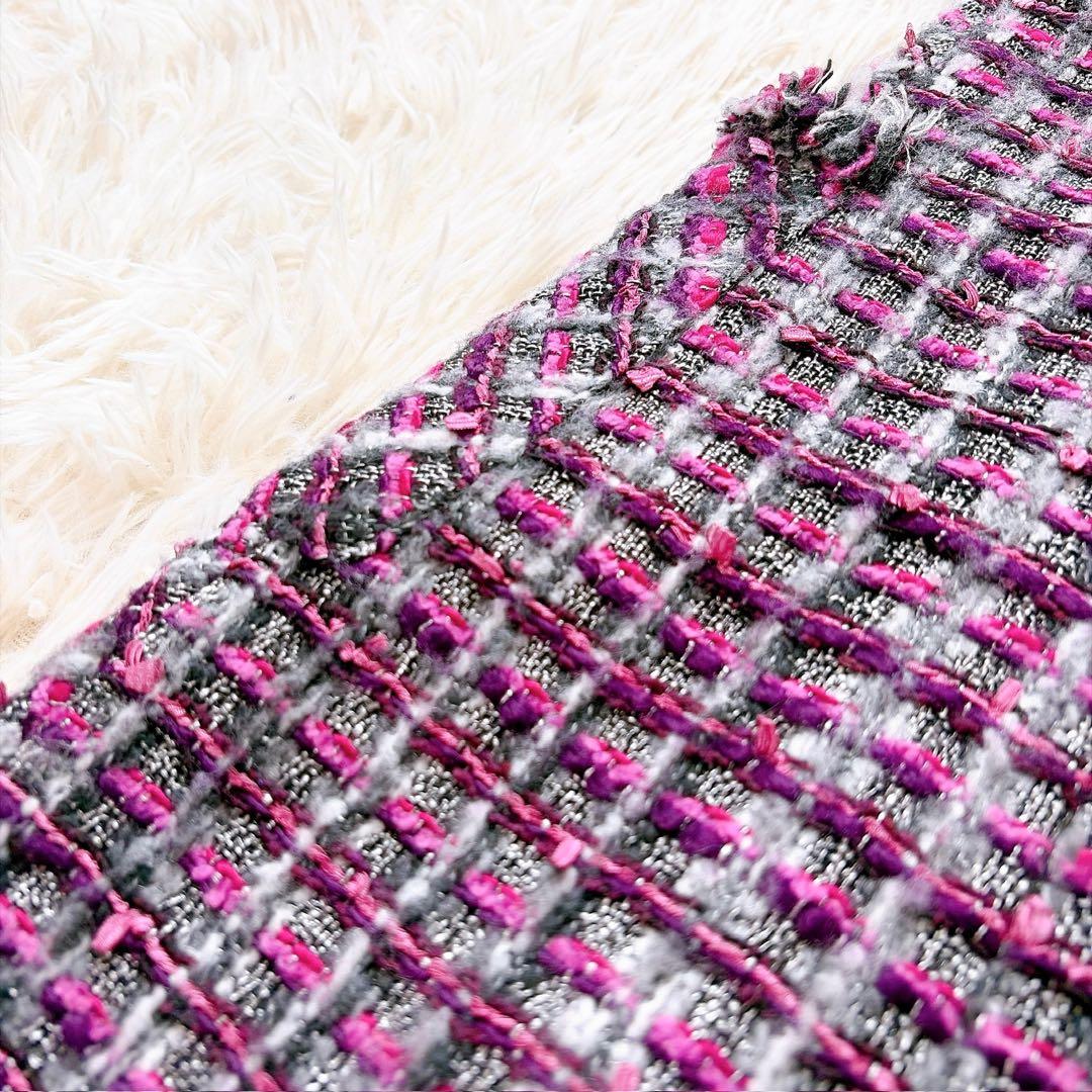 ルネ　rene 2021年モデル　ツイードノースリーブフリンジフレアワンピース