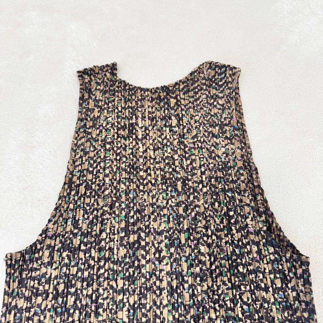 極美品✨PLEATS PLEASE モザイク柄　ノースリーブ　チュニック