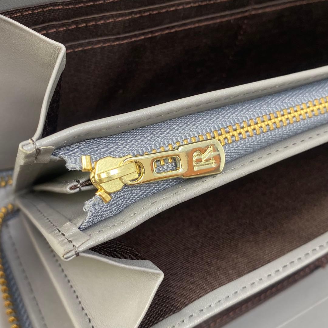 未使用 russet 長財布 ラウンドジップウォレット ブラウン グレー 茶