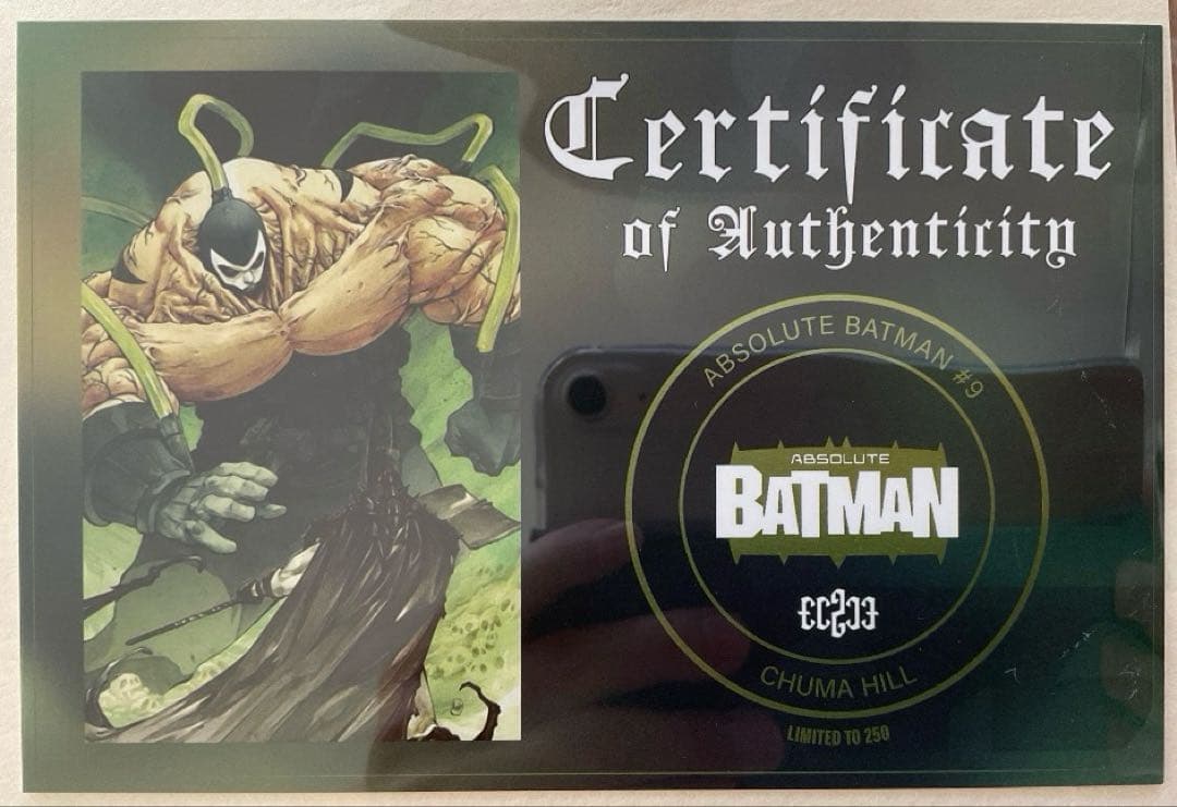 Absolute Batman #9 超レアエクスクルーシブ表紙 アメコミリーフ