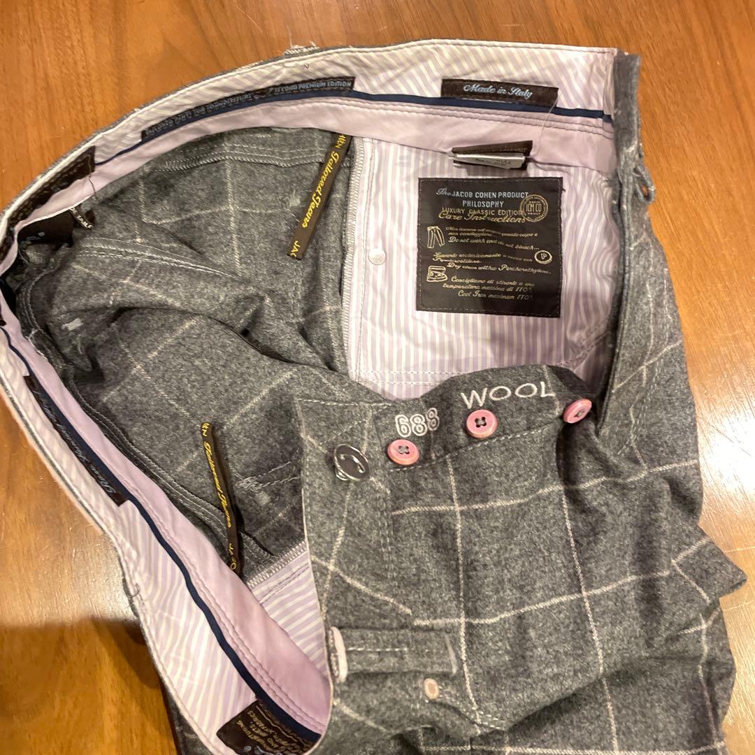 グレー チェック柄 スラックス