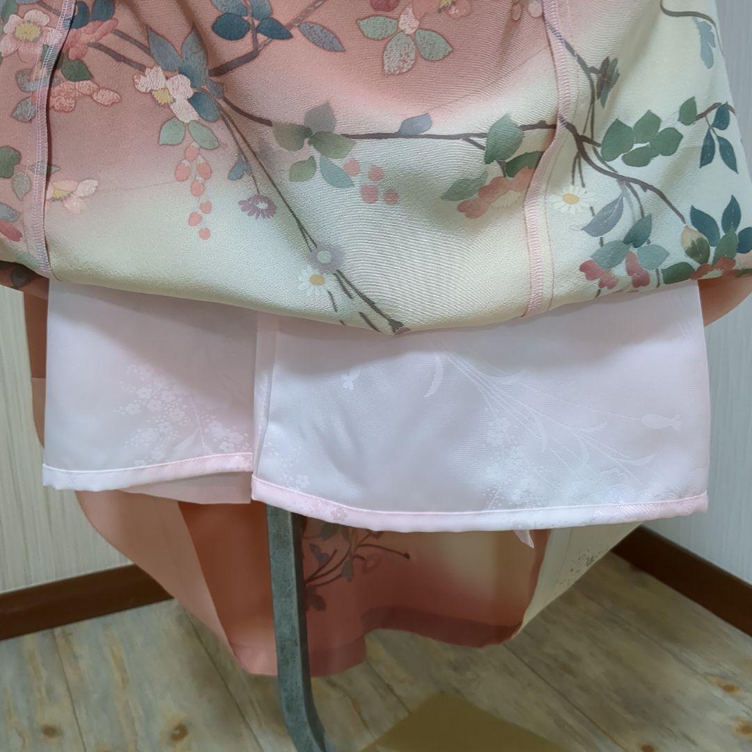 着物リメイク　正絹訪問着　上質友禅 フレアーロングワンピース　裏地付