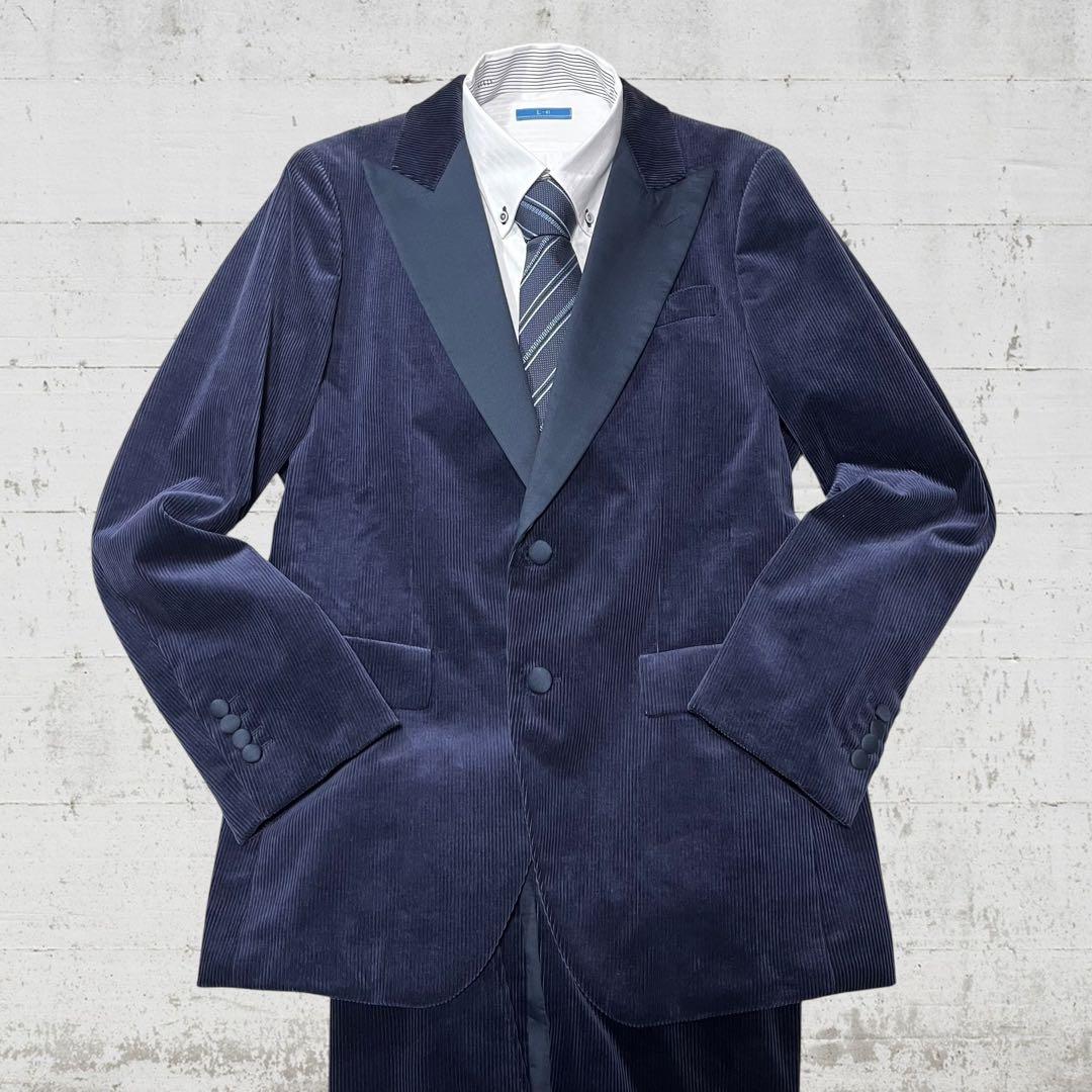 未使用級 スーツセレクト セットアップ スーツ コーデュロイ ペイズリー柄