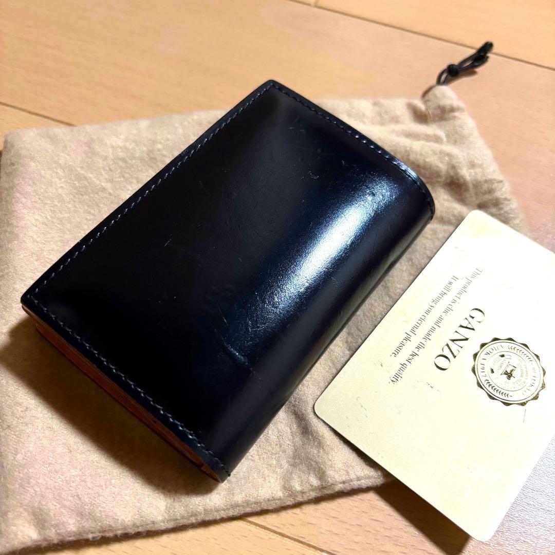 GANZO ガンゾ　コードバン通しマチ名刺入れ　ブラック　黒　カード袋付き
