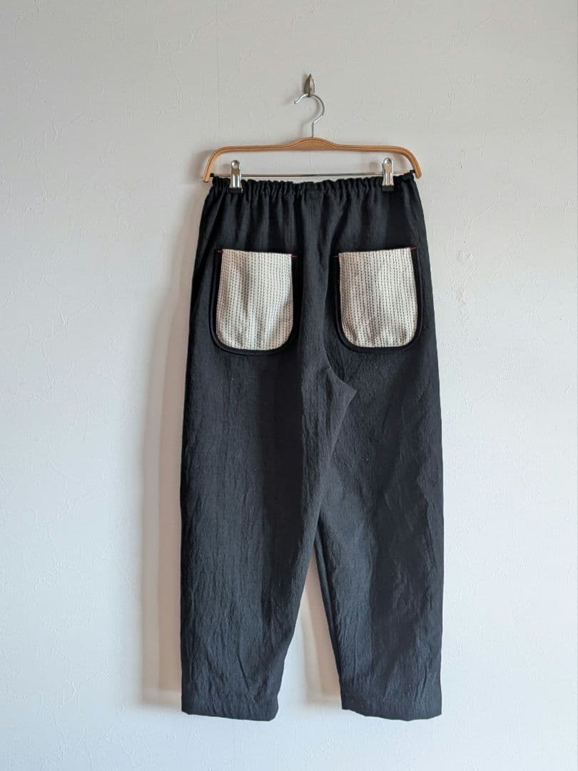 もんぺパンツ　刺し子織りポケット