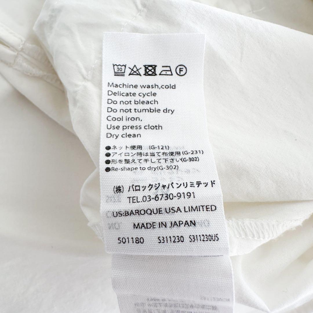 ENFOLD バンドカラー ロングシャツ 38 バックリボン ノーカラー 白