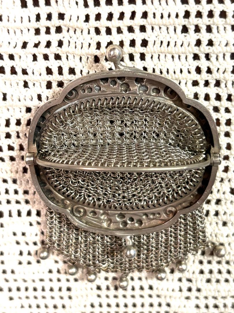 希少極美品　フランスアンティーク　鈴蘭　ミュゲ　パース　純銀　シャトレーン