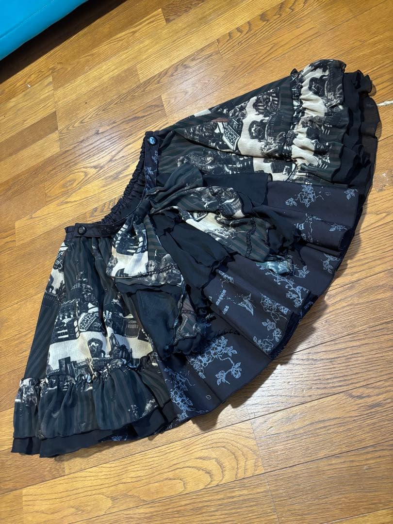 h.NAOTO FRILL テディベア柄スカート