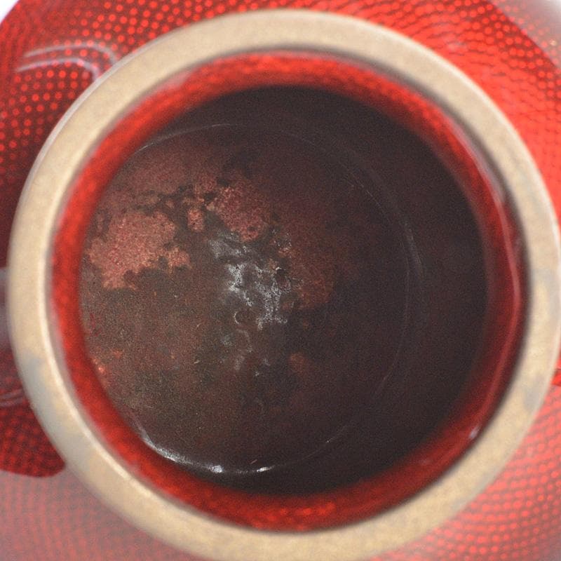 七宝焼　安藤七宝　赤透　花文　花瓶　C　6293