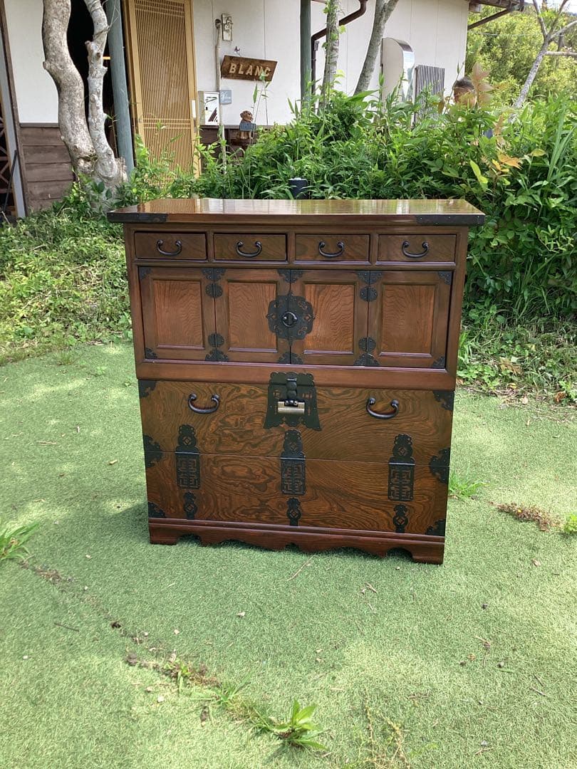 時代箪笥　民芸箪笥　整理箪笥　鍵付き　収納箪笥