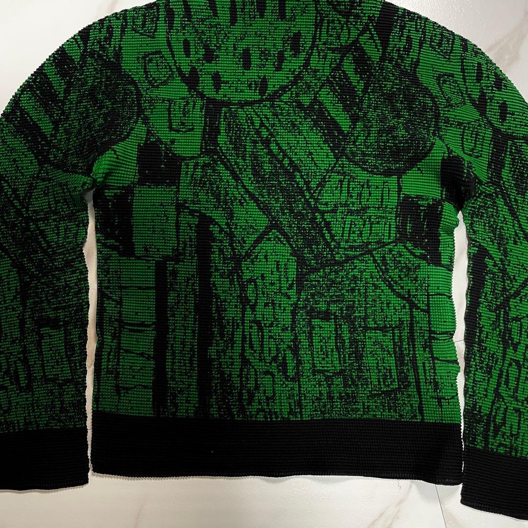 me ISSEY MIYAKE ハイネックカットソー 総柄 ワッフルプリーツ