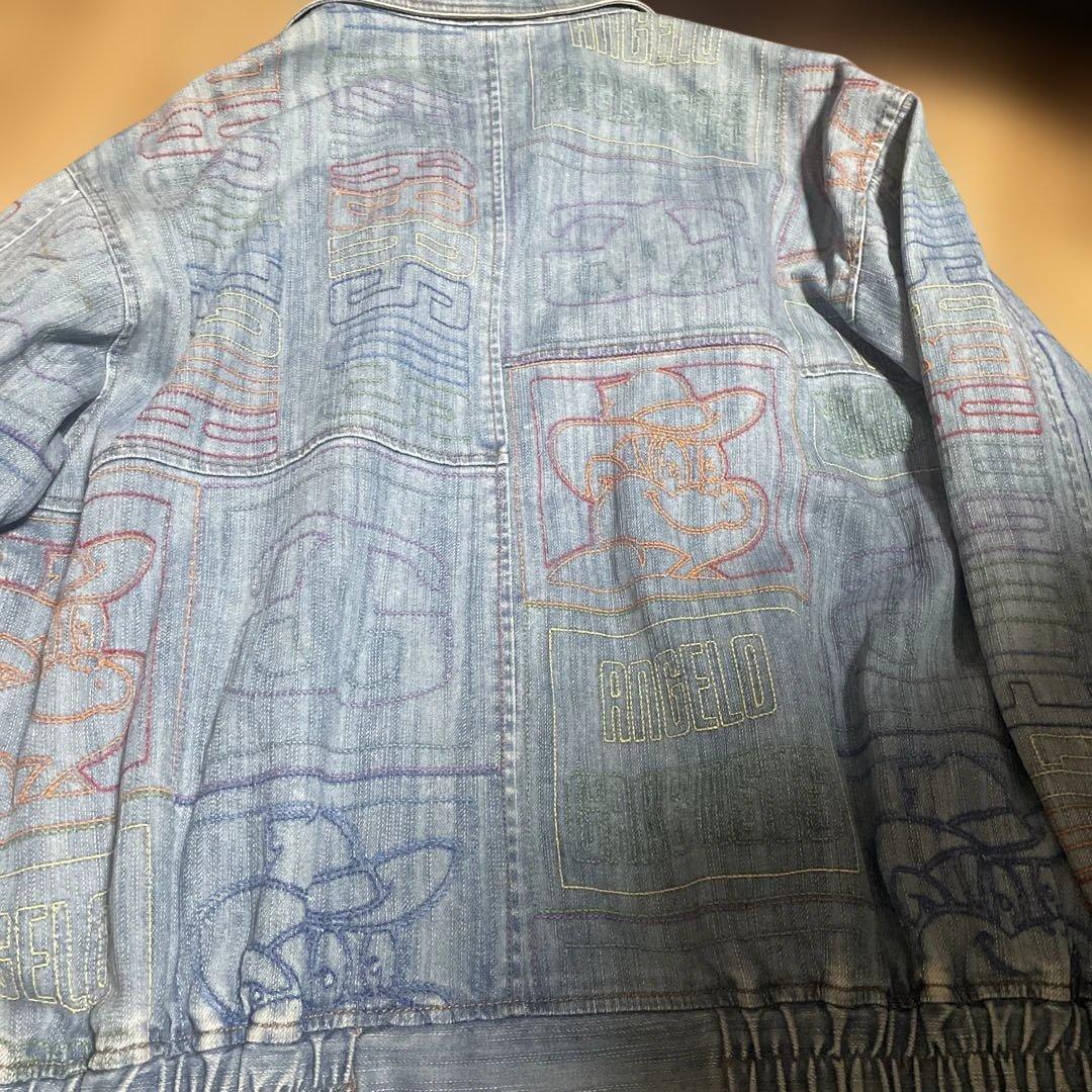 アンジェロ刺繍入りライトブルーデニムジャケットLL