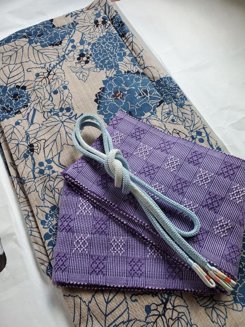 【ちょっと訳あり】【竺仙】【新品】浴衣　奥州小紋　紫陽花