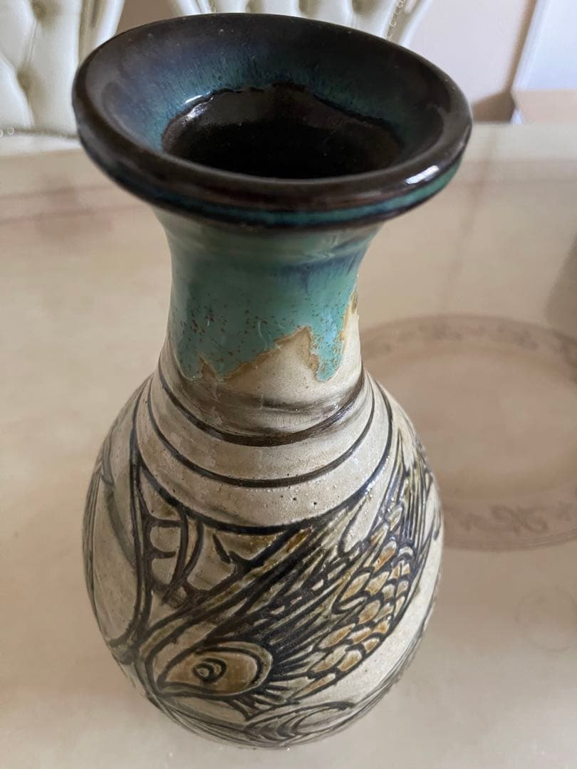 琉球壺屋焼　人間国宝　金城次郎氏作　花瓶　大瓶