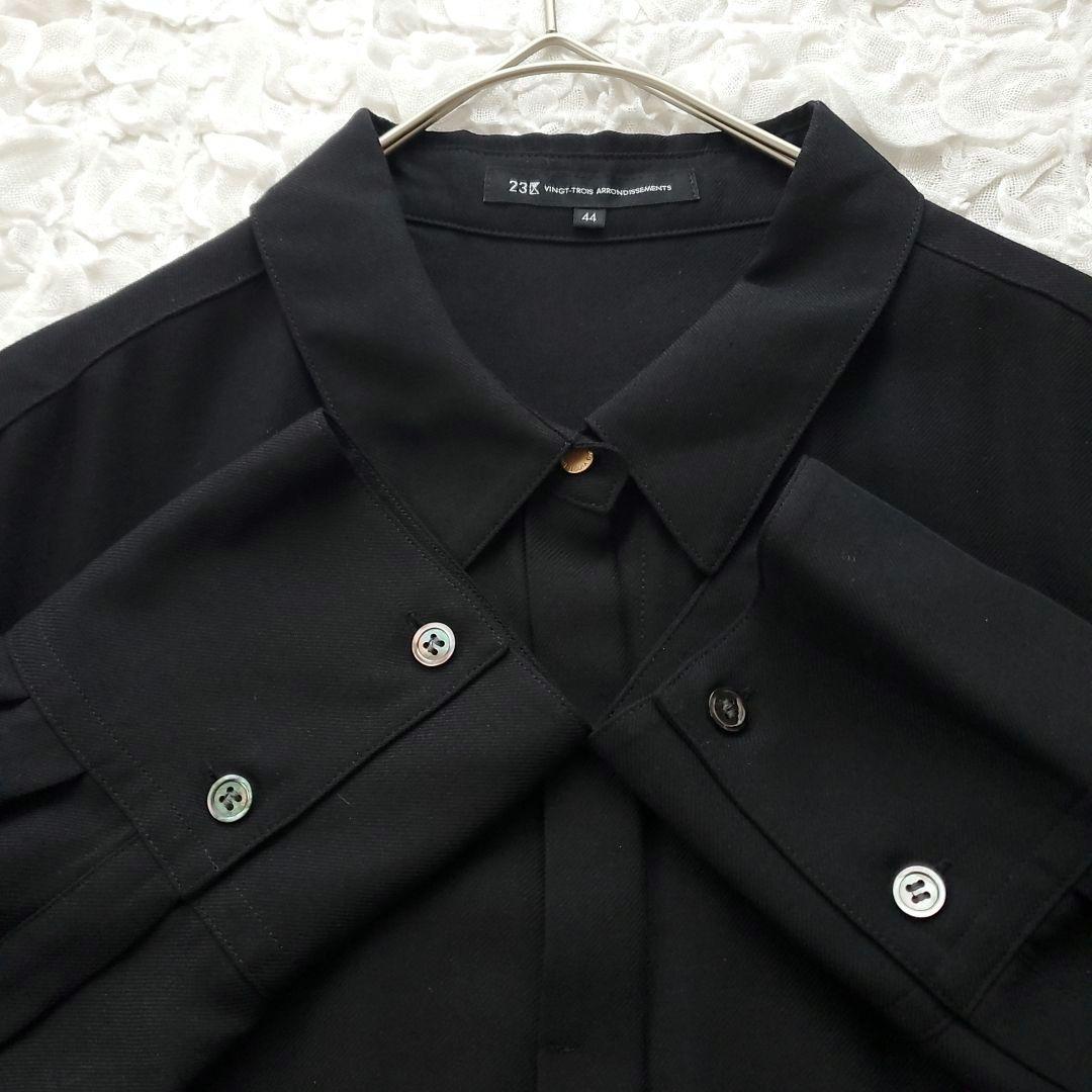 23区【44】ウール混シアービエラワンピース シャツワンピース プリーツ 訳あり