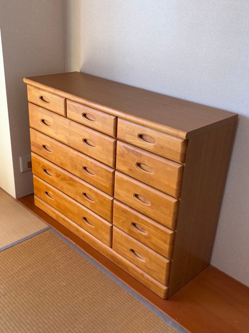 ナチュラルウッド 木製チェスト　引き出し多数【120✖️40✖️88】 たのメル便
