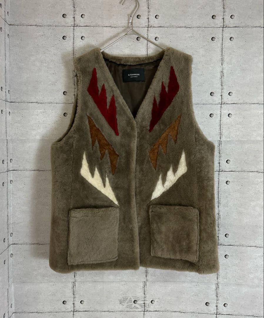 FRAMeWORK 別注K.tsanikidis ムートン チマヨ柄 ジレ F