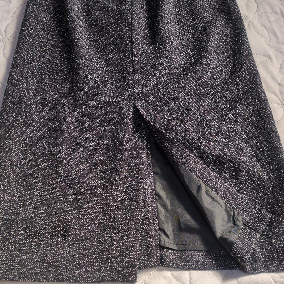 プロポーションボディドレッシング　ツイードロングジャンスカ　グレー×ブラック