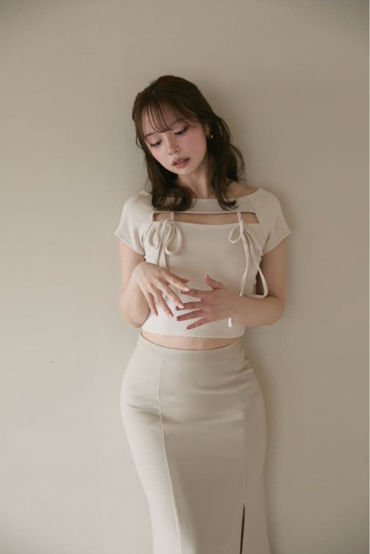 トップス andmary Bebe ribbon tops ivory