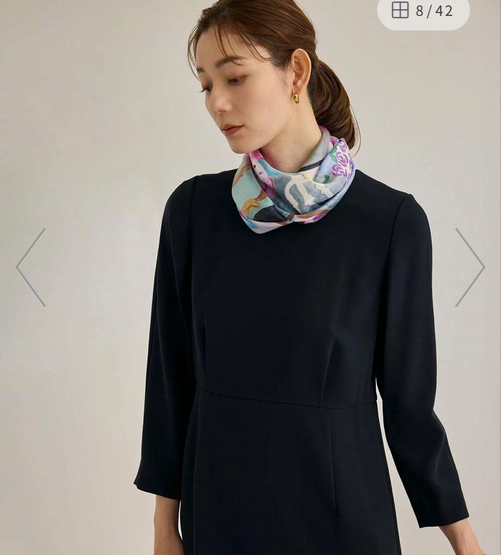 【未使用】ROPE セレモニーワンピース 38 M ネイビー ゆったりめ