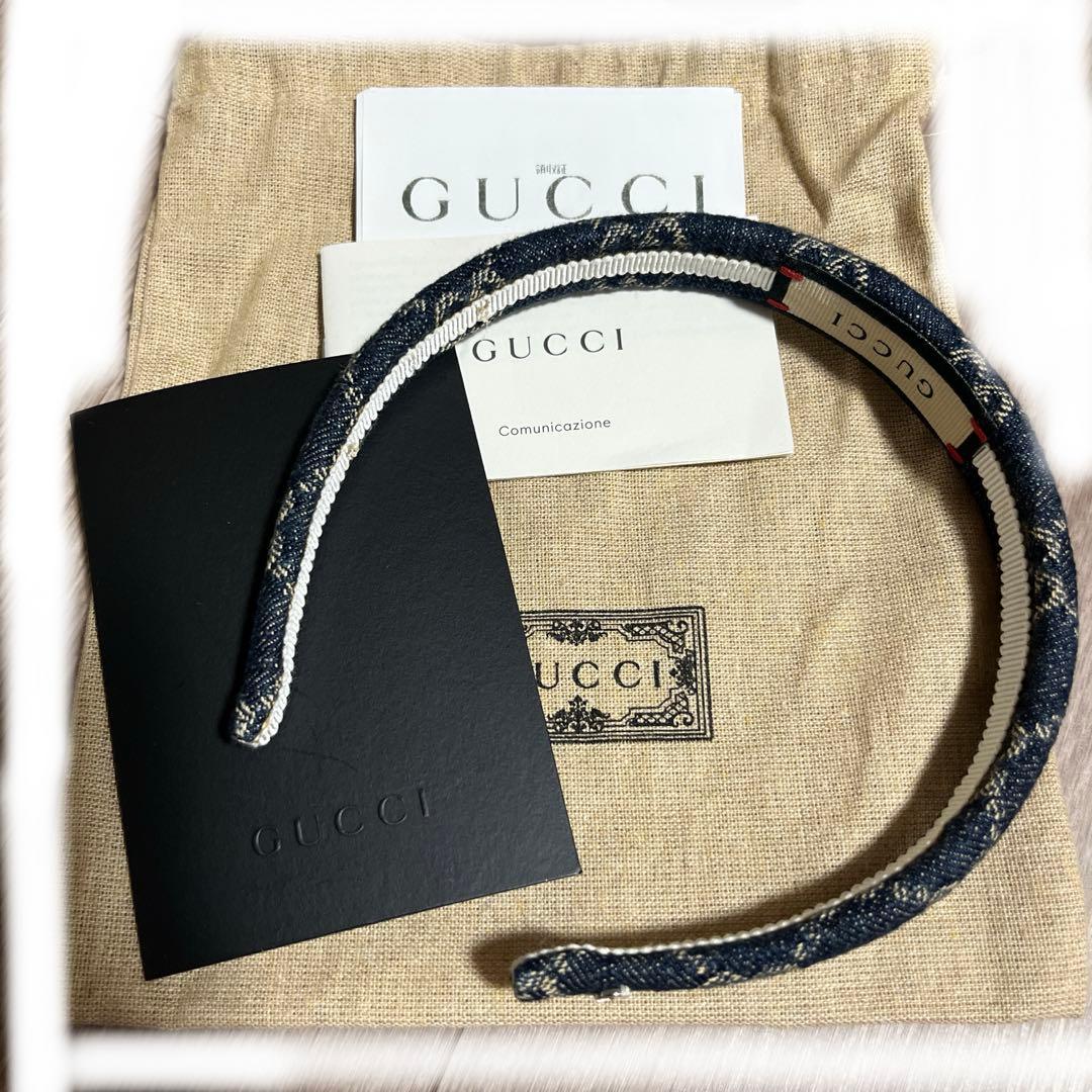 GUCCI❤︎ヘアバンド カチューシャ　ブラックデニム