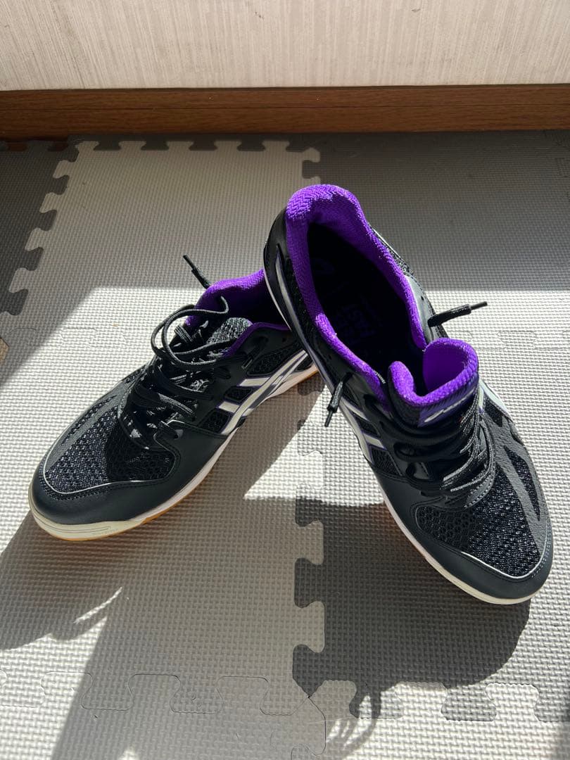 27cm asics バレーボールシューズ 黒/紫 ローテジャパンライトFF