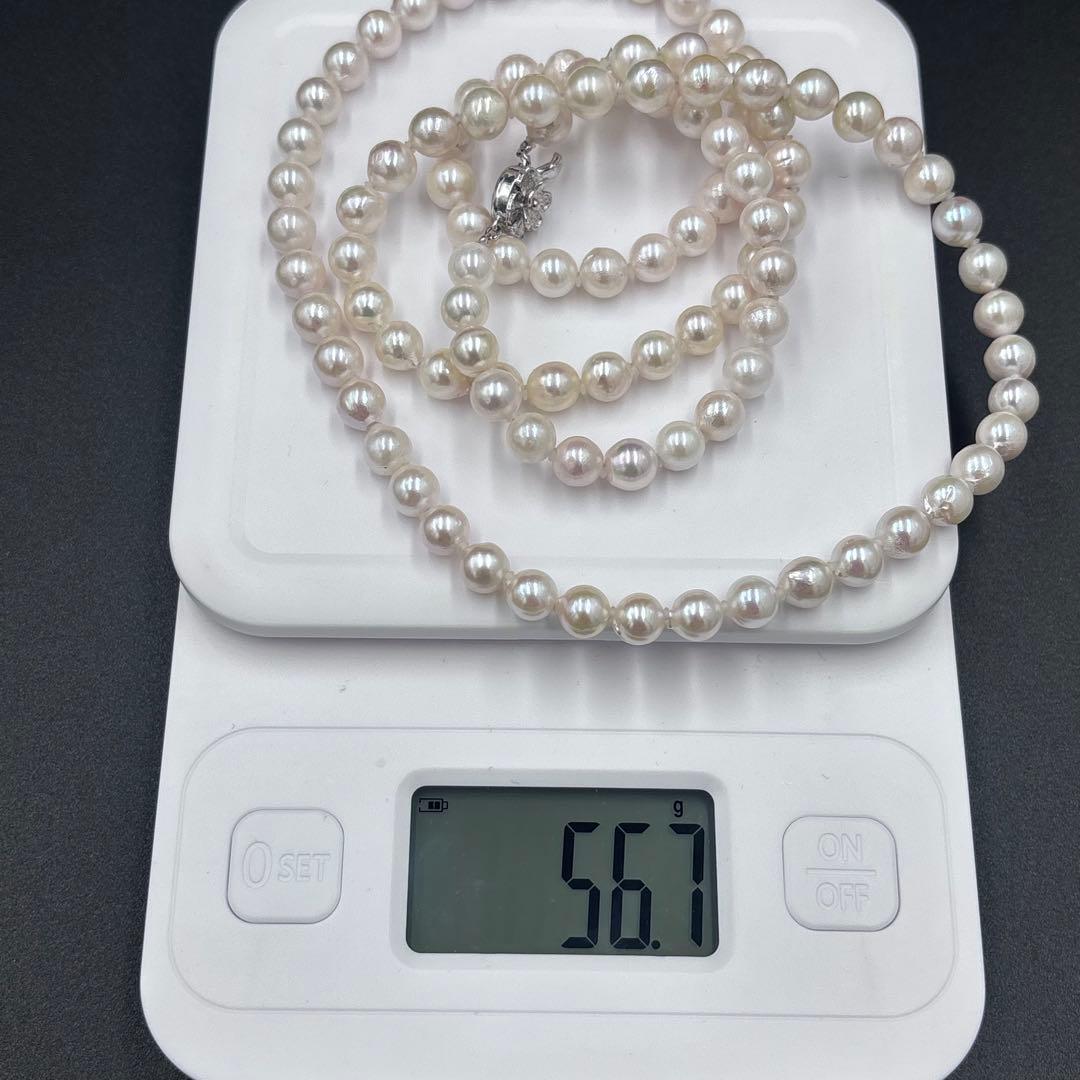 干渉色◎7mmあこや本真珠 2連80cmロングパールネックレス オールノット仕上