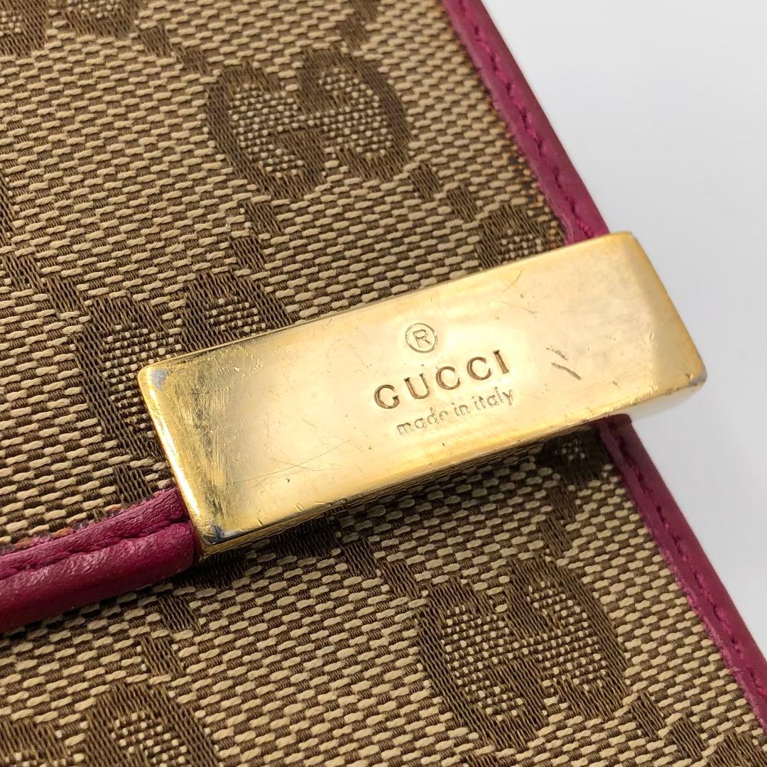 グッチ 長財布 プレート フラップ GGキャンバス レザー