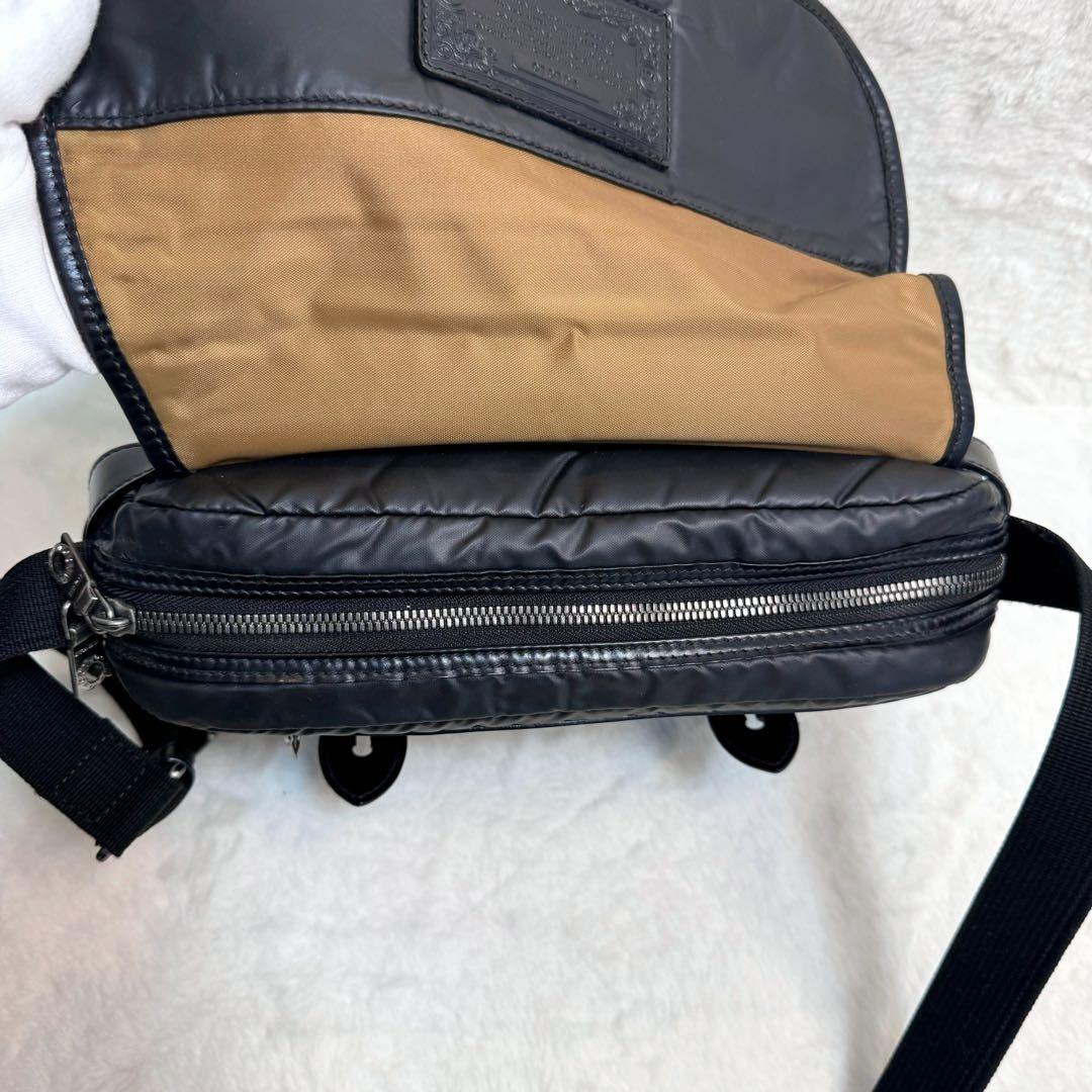 【極美品】ハンティングワールド　ショルダーバッグ　レザー　バチュークロス　黒