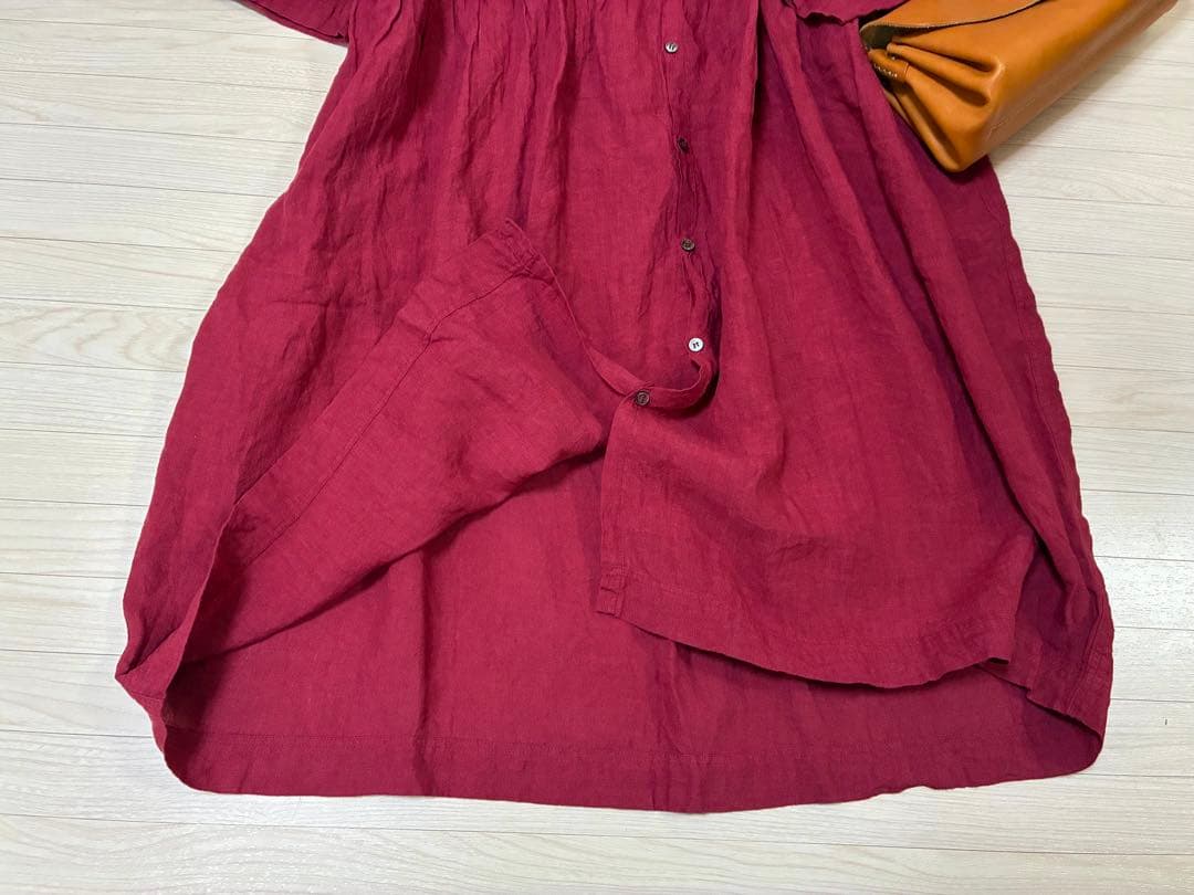 iCHi Antiquites(イチアンティークス)リネンワンピース　レッド