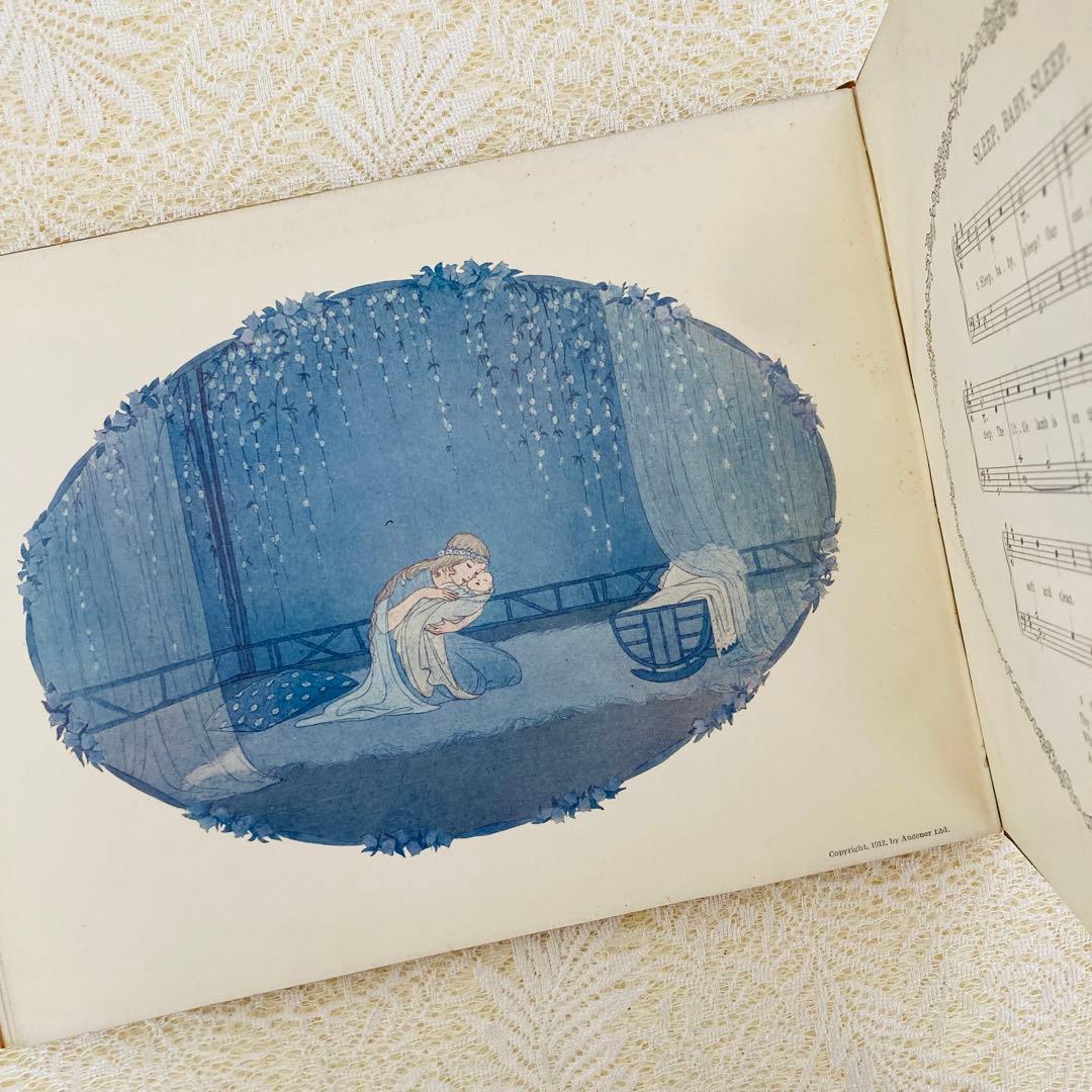 洋書古書　希少な楽譜絵本　1912年発行　ル・メールの淡く繊細で優雅なイラスト♡