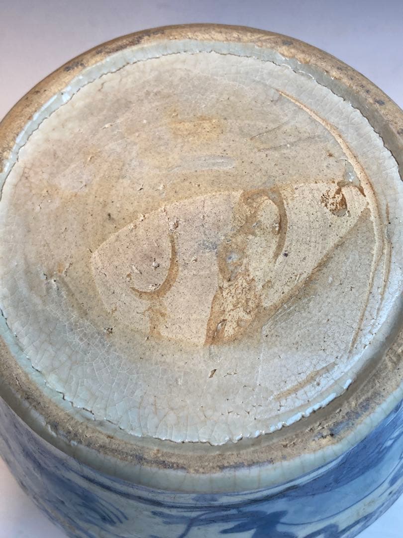 古染付龍獅子紋壷 明時代 中国古陶磁 花瓶