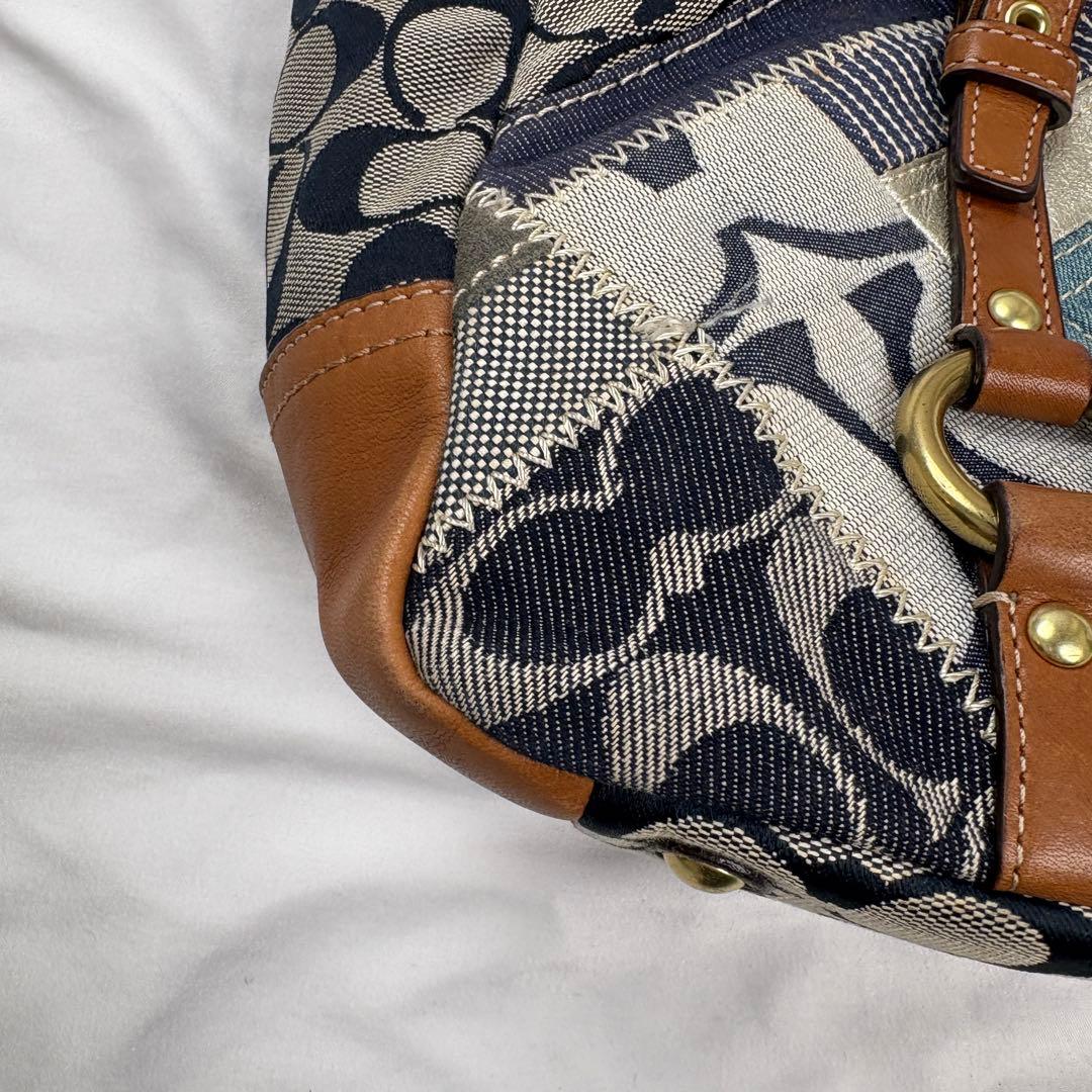 バッグ COACH denim patchwork tote bag