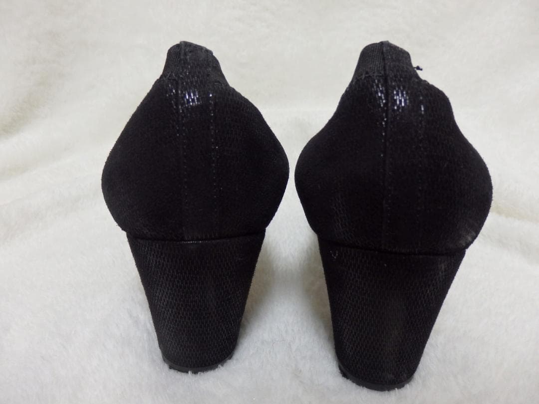 シャネル　ブラックレザー　ローヒールパンプス　21.5㎝　美品　シューケース付