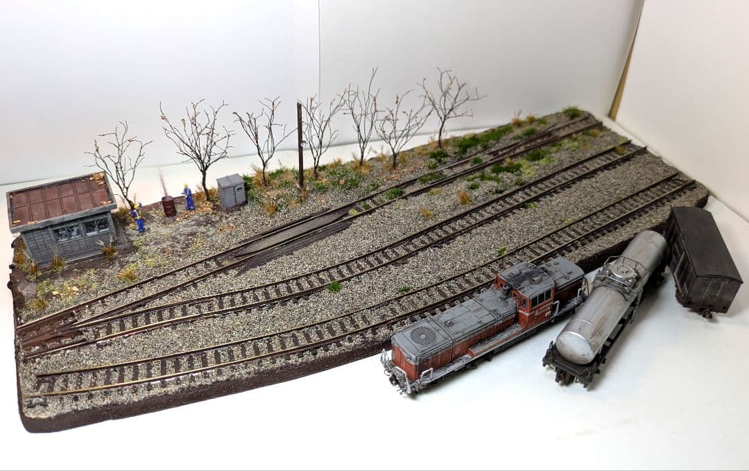 か*さ様 Nゲージ・ジオラマ展示台【昭和の秋、貨車留置線】※DE10、貨車付き