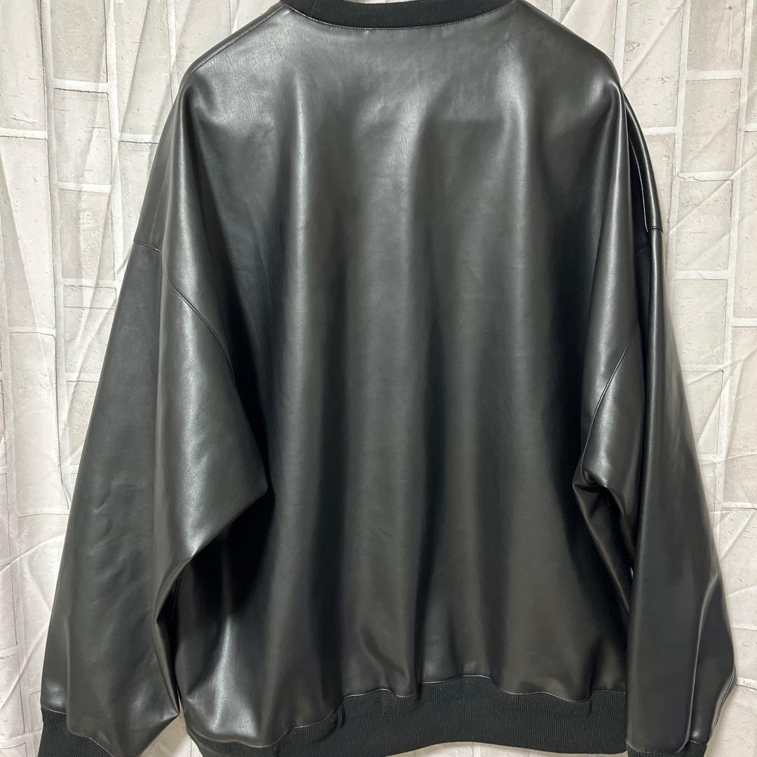 SOFTHYPHEN フェイクレザー トレーナー ブラック XL